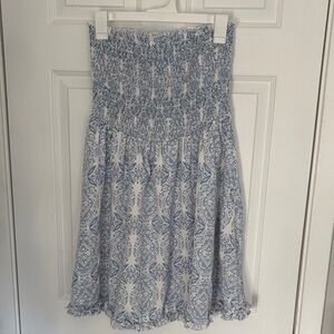 Smocked Blue Printed Women’s Dress